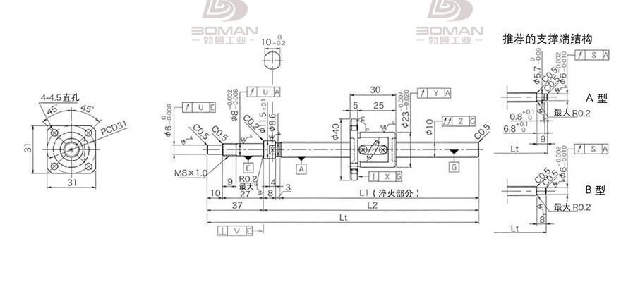 KURODA GP1002DS-EAFR-0210B-C3F 日本黑田精工丝杆