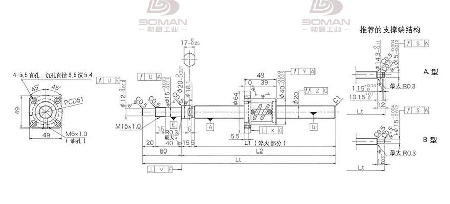 KURODA GP2004ES-AALR-0605B-C3F 黑田精工丝杆底座安装方法