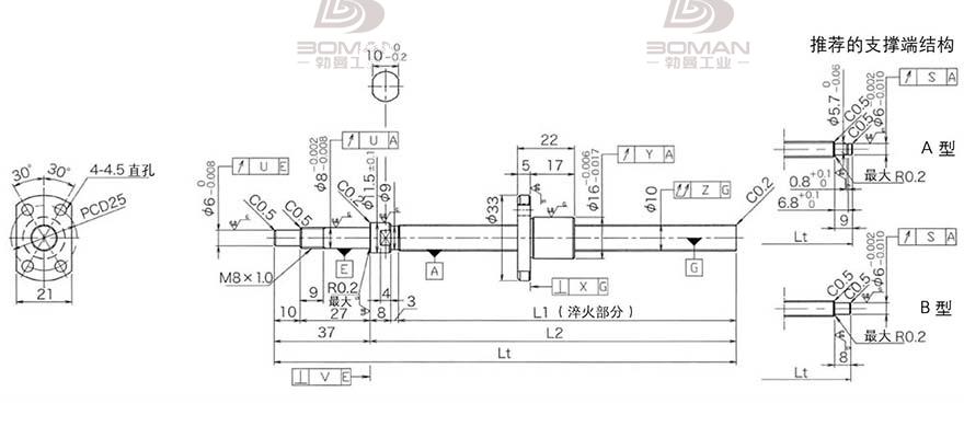 KURODA DP1002JS-HDNR-0220B-C3F c5级精密研磨丝杆黑田